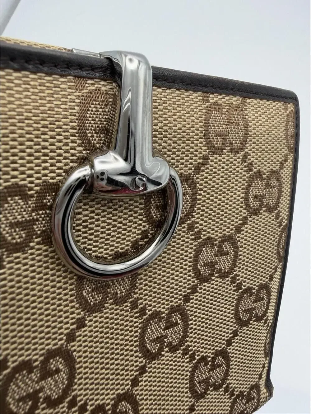 Authentic Gucci Brown Horsebit GG Supreme Bifold Wallet Canvas Leather + COA